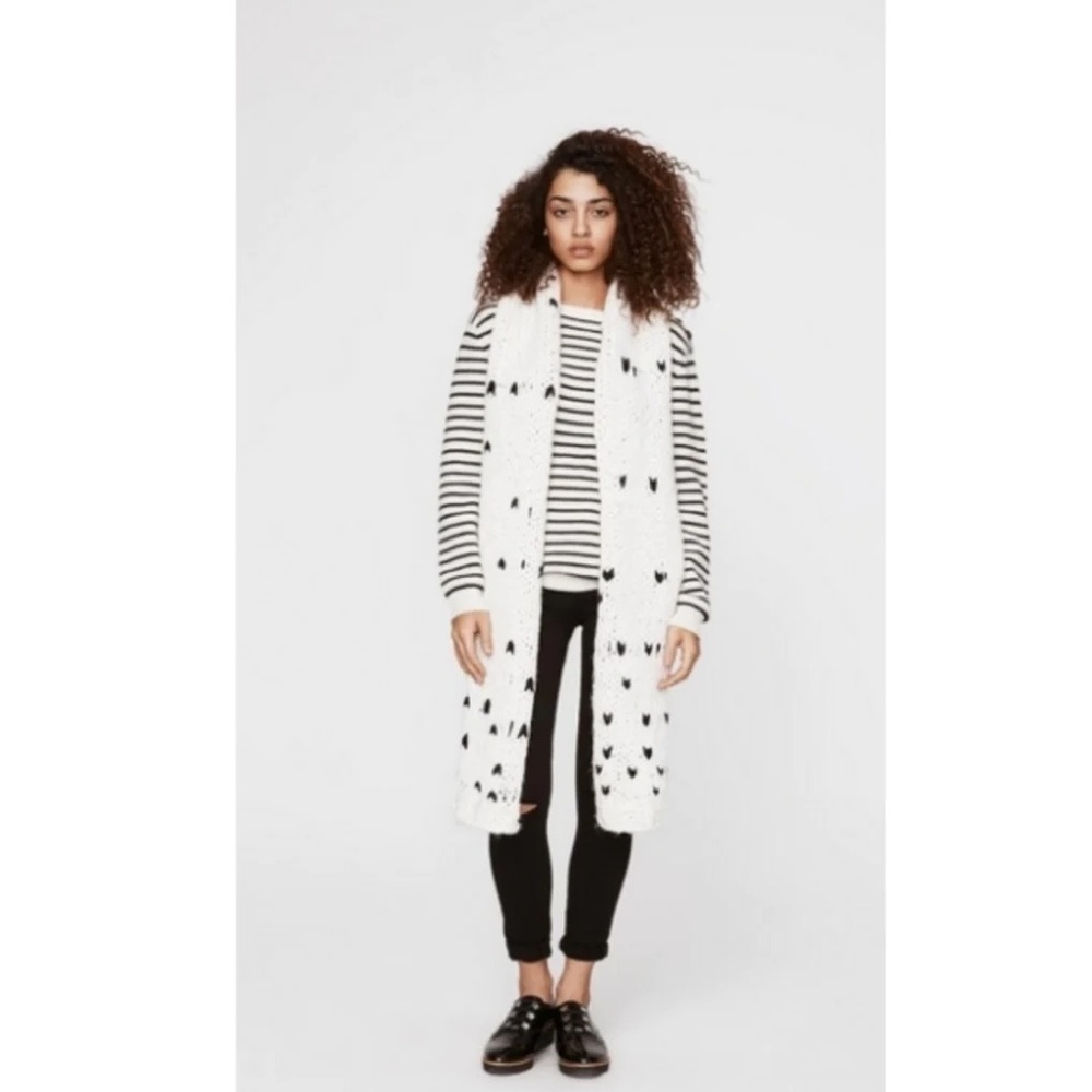 REBECCA MINKOFF Hand Knit Heart Stitch Scarf